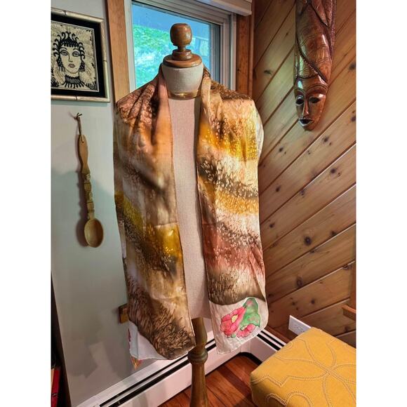 Hand Painted 100% Silk Boho Scarf - Picture 5 of 10